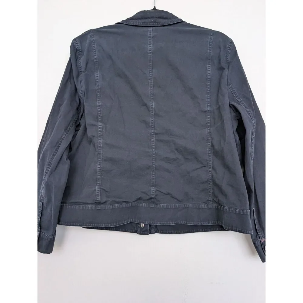 Lafayette 148 Navy Snap Button Collared Lightweight Jacket Sz XXL Zip Pocket - Picture 10 of 16